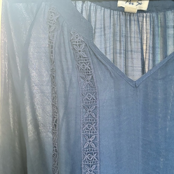 Per Se Navy 1X Tunic Long sleeve, with embroidered accents - Picture 6 of 6